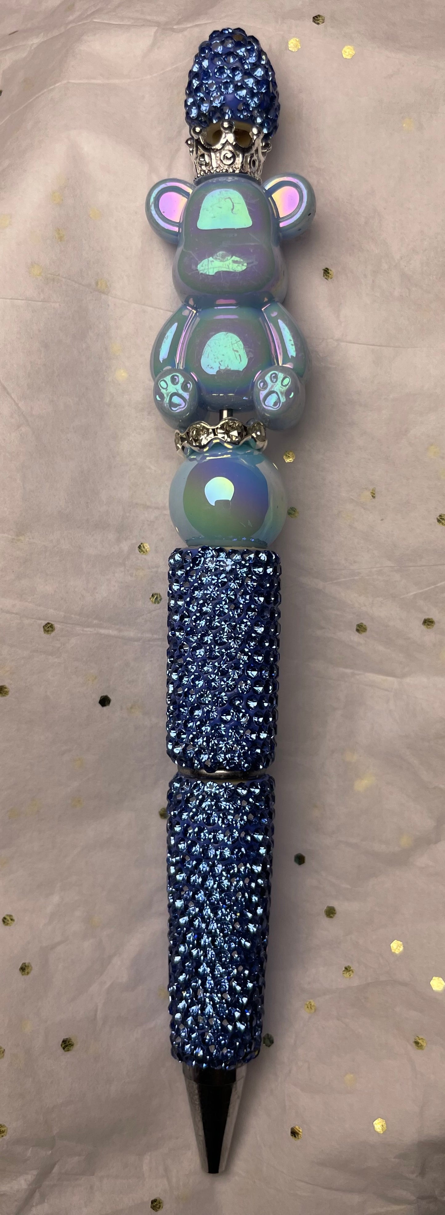Blue Pen with Shiny Blue Bear at the Top