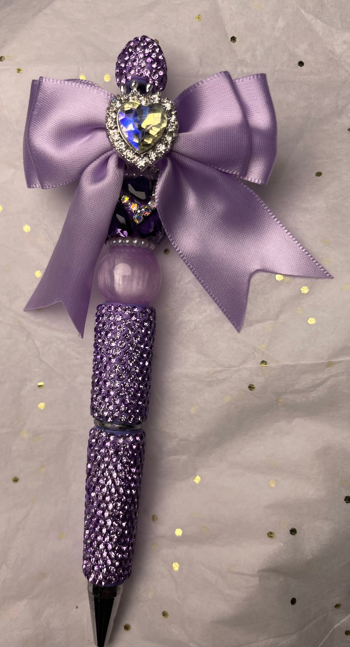 Purple Pen with Purple Bow and heart at the Top