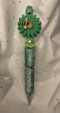 Green Bee Pen (sparkly green sunflower pen)