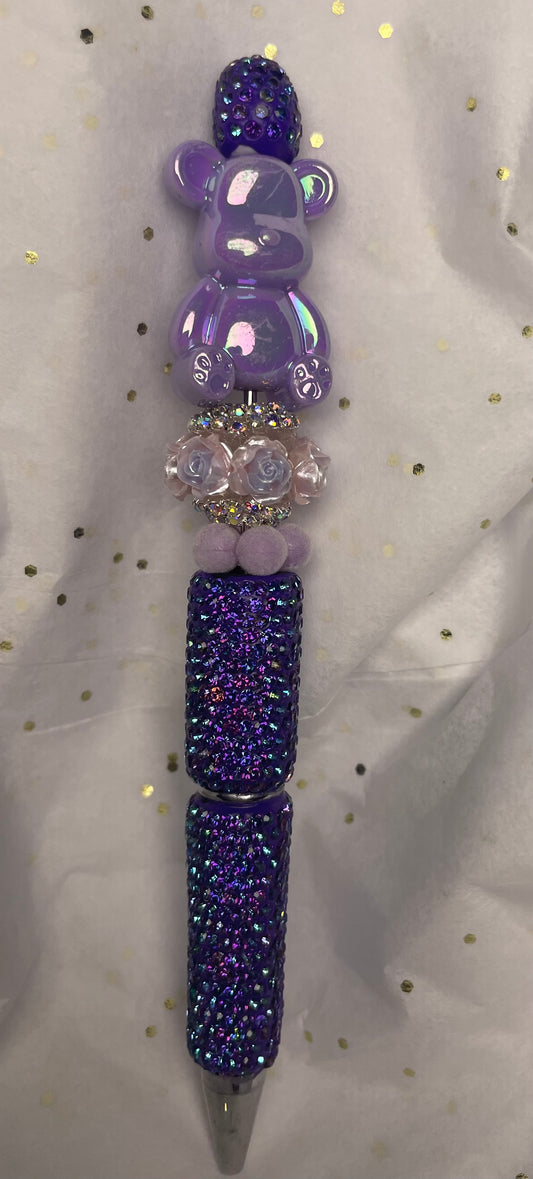 Purple Pen with a Cute Purple Shiny Bear