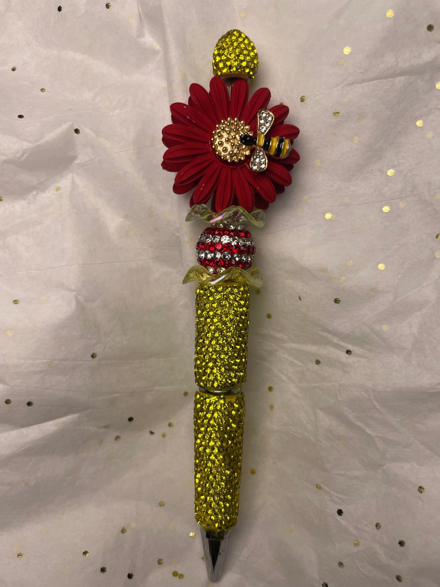 Yellow Pen with Red Sunflower