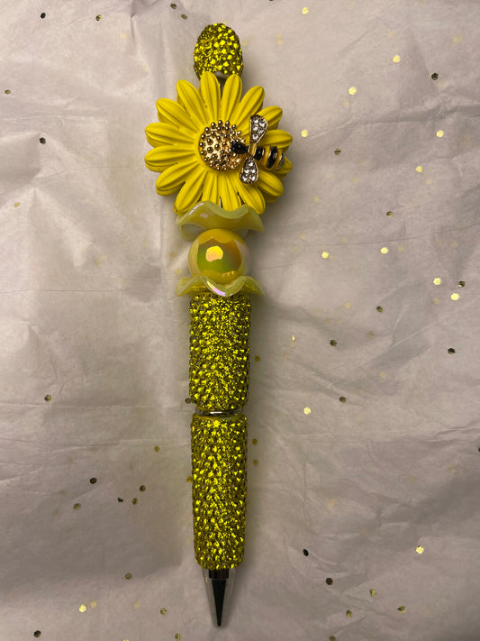 All Yellow Pen with A Sunflower and Bee