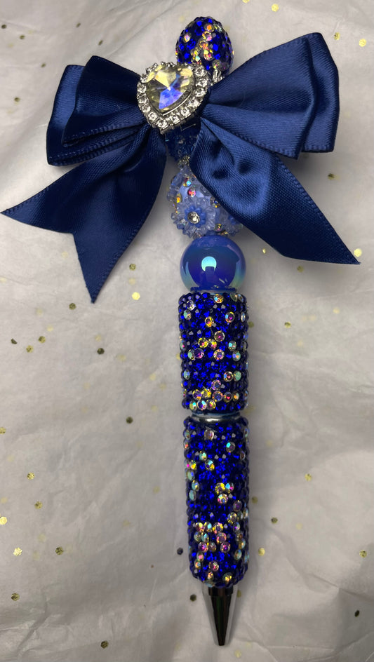 Dark Blue Pen with Bow