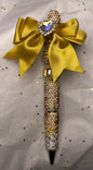 Gold and Yellow Pen with Bow and Heart