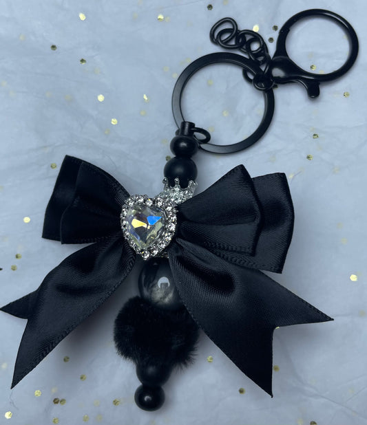 Black Bow Charm Keychain