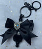 Black Charm Keychain with Black Bow