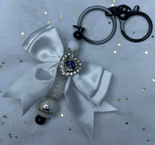 White Bow Charm for Keychain
