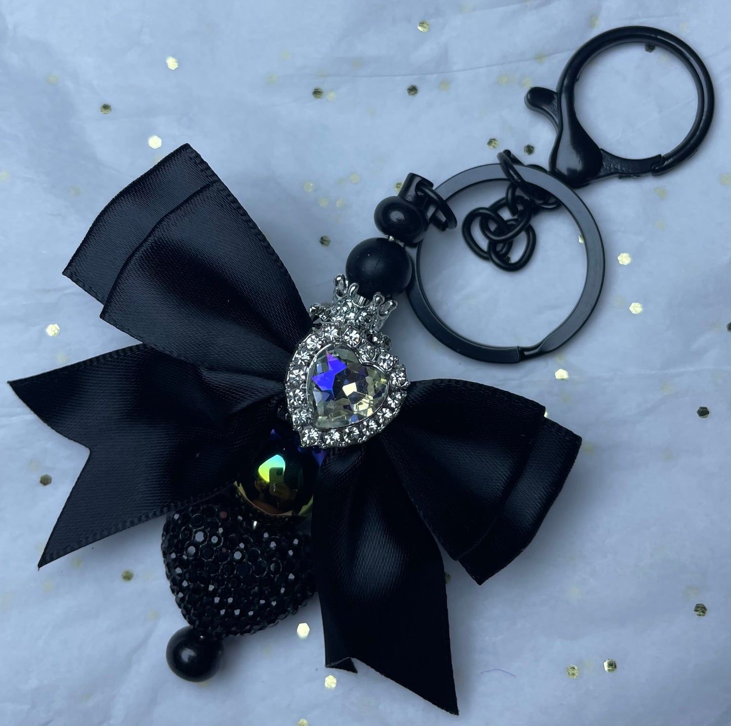 Black Charm with Black Heart for Keychain