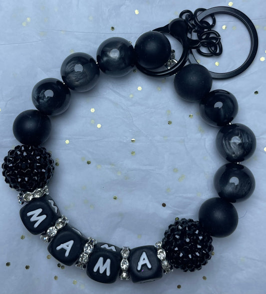 Black "MAMA" Bracelet accessory for Bookbag or Keychain