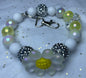 Yellow Charm Bracelet with Clear Sunflower for Bookbag